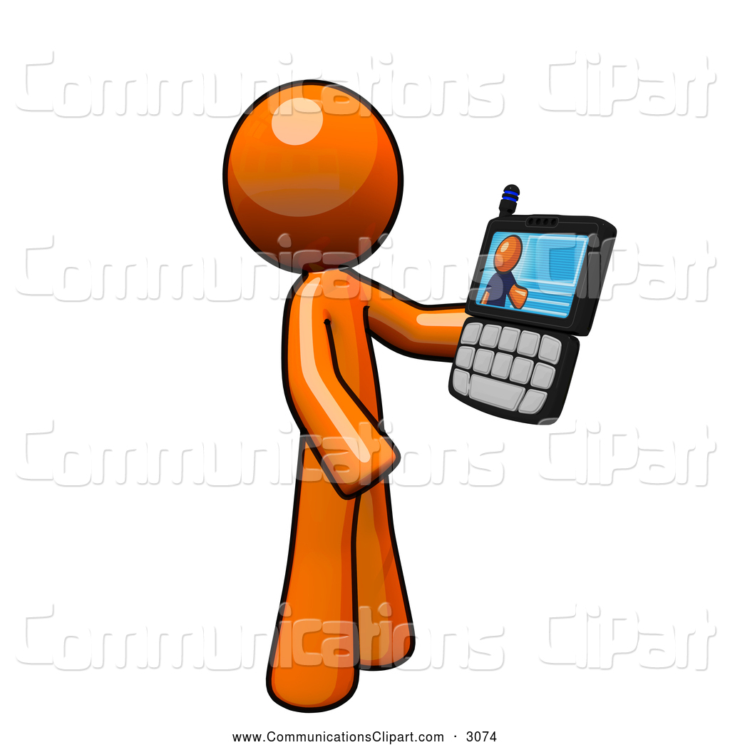 1024x1044 Communication Clipart Of An Orange Man Having A Video Conference