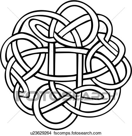 450x464 Clipart Of , Abstract, Celtic, Circle, Knot, Ornaments, U23629264