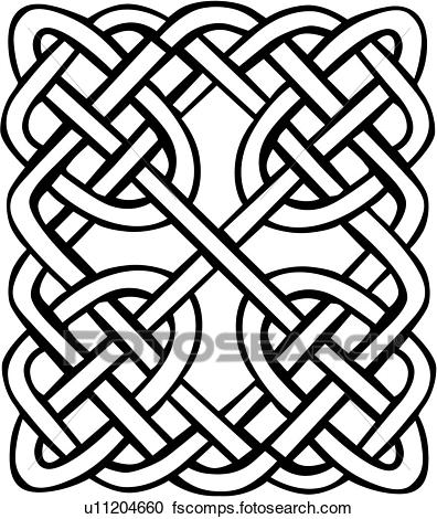 396x470 Clipart Of , Abstract, Celtic, Knot, Ornaments, Square, U11204660
