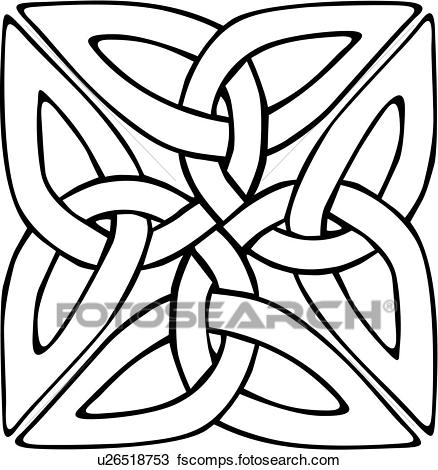 438x470 Clipart Of , Abstract, Celtic, Knot, Ornaments, Square, U26518753