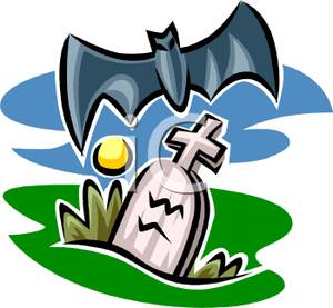 300x277 Of A Bat Flying Ocer A Graveyard