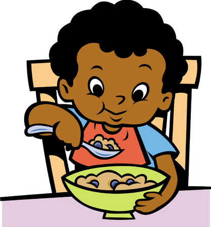 418x450 Boy Eating Breakfast Clipart