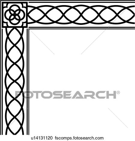 450x470 Clipart Of , Border, Chain, Corner, U14131120
