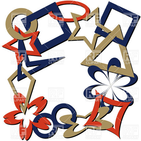 453x453 Chain Of Linked Geometric Shapes Frame Royalty Free Vector Clip