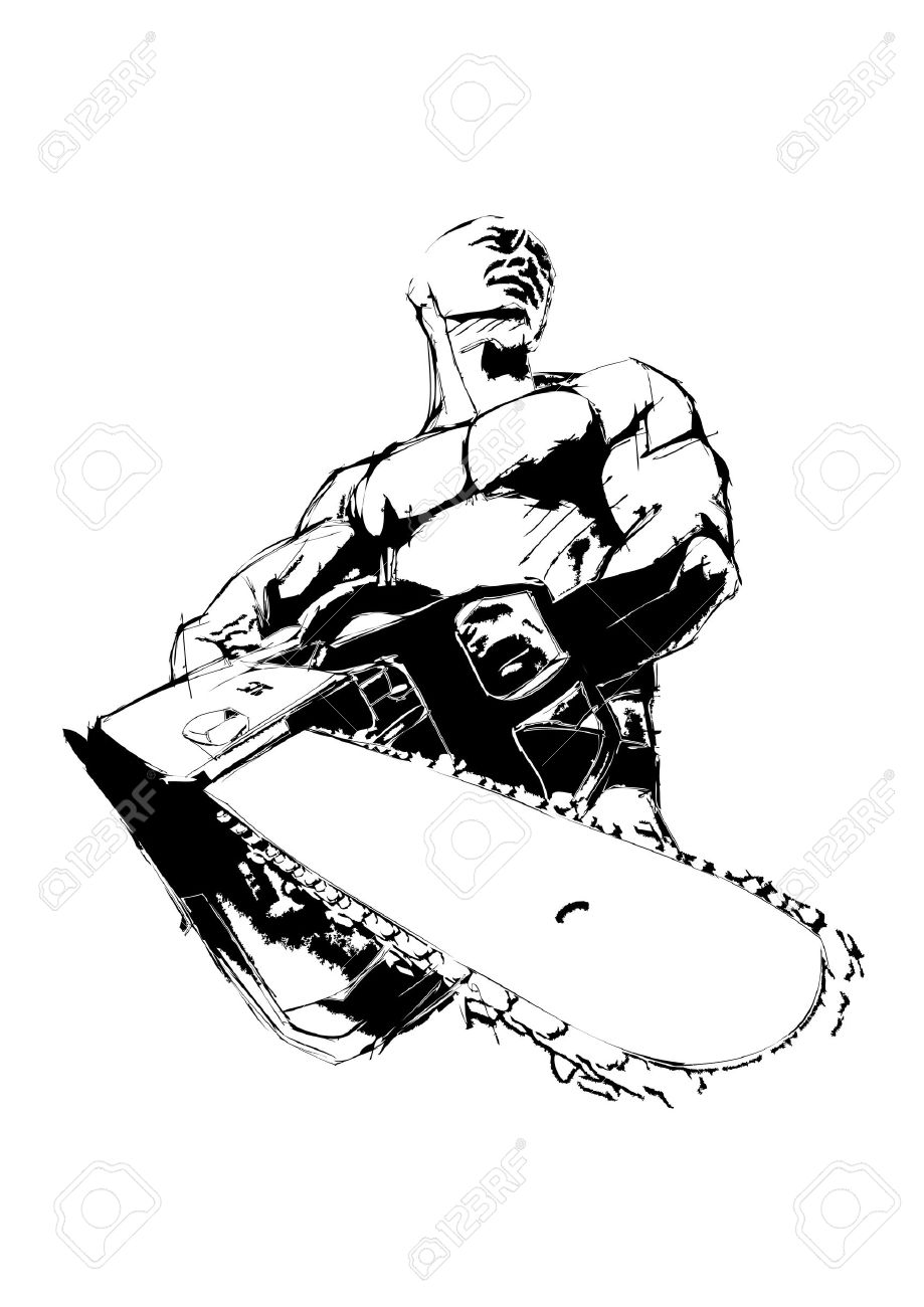 919x1300 Drawn Beaver Chainsaw