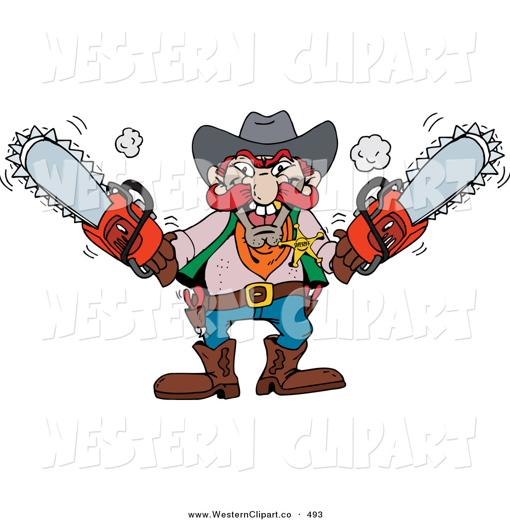 1024x1044 Vector Western Clip Art Of A Mad Cowboy Man Holding Two Red