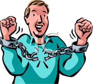 300x272 Man Breaking The Chains Of His Handcuffs Clipart Image