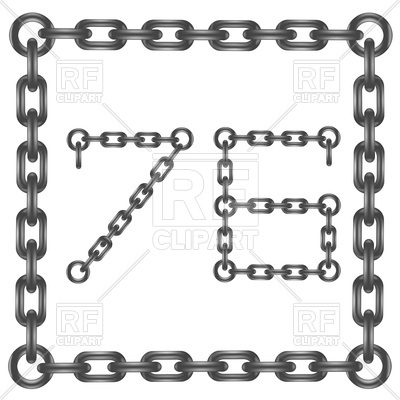 400x400 Square Frame And Number 76 Made Of Chains Royalty Free Vector Clip