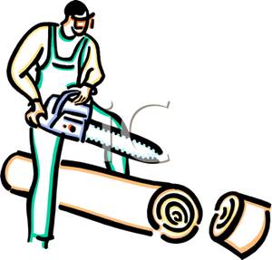 300x287 Man Cutting Wood With A Chainsaw Clipart Image