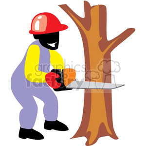 300x300 Royalty Free Man Cutting A Tree With A Chainsaw 162219 Vector Clip