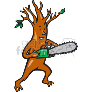 300x300 Royalty Free Tree Man Chainsaw 388248 Vector Clip Art Image