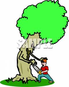 238x300 Art Image A Tree Attacking A Lumberjack With A Chainsaw