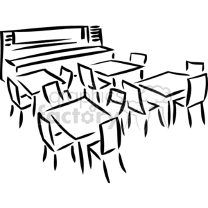 300x300 Royalty Free Black White Outline Of A Room With Tables