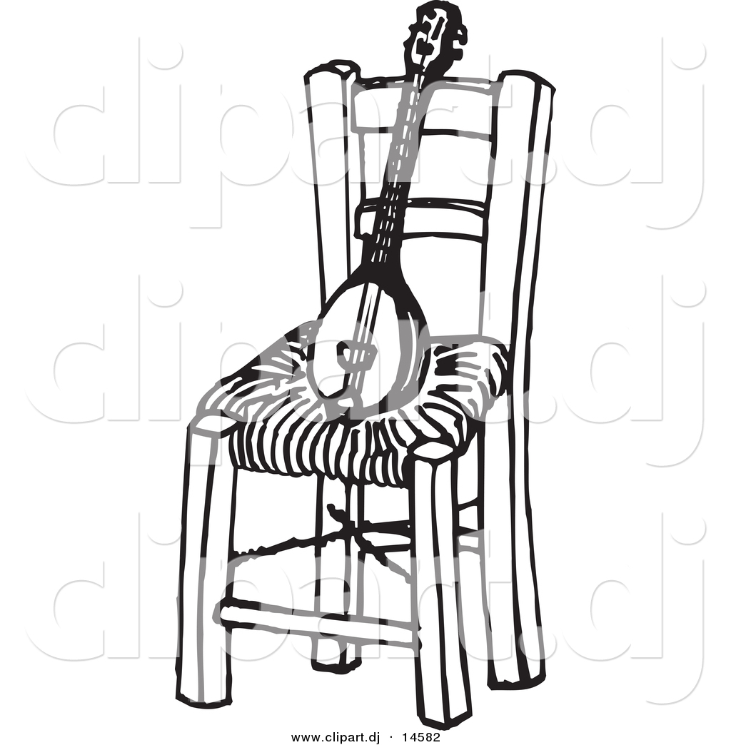 1024x1044 Vector Clipart Of A Baglamas Instrument On Wood Chair
