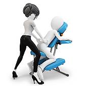 170x170 Stock Illustration Of 3d Man An Masseuse With Massage Chair
