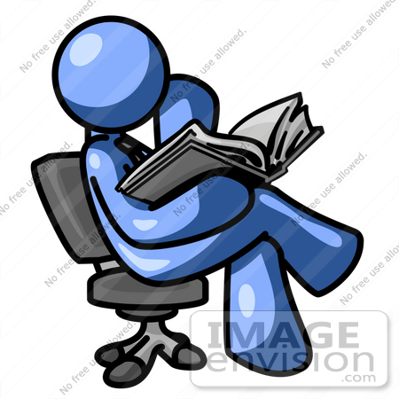 450x450 Clip Art Graphic Of A Blue Guy Character Sitting In A Chair
