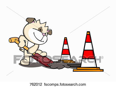 450x338 Clip Art Of A Cartoon Dog Digging A Hole In The Road 762012