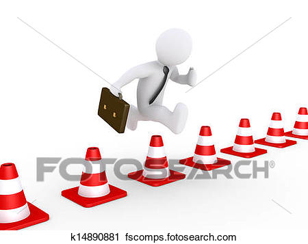 450x357 Clipart Of Businessman Overcoming Problems K14890881