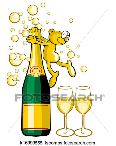 375x470 Clipart Of Opening A Bottle Of Champagne K16993555