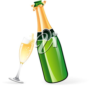 350x330 Clip Art Illustration Of A Bottle Of Champagne