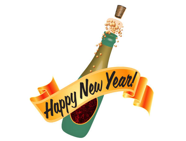 600x455 Happy New Year Champagne Bottle Vector 123freevectors