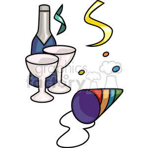 300x300 Royalty Free New Years Champagne And Party Hat 142561 Vector Clip