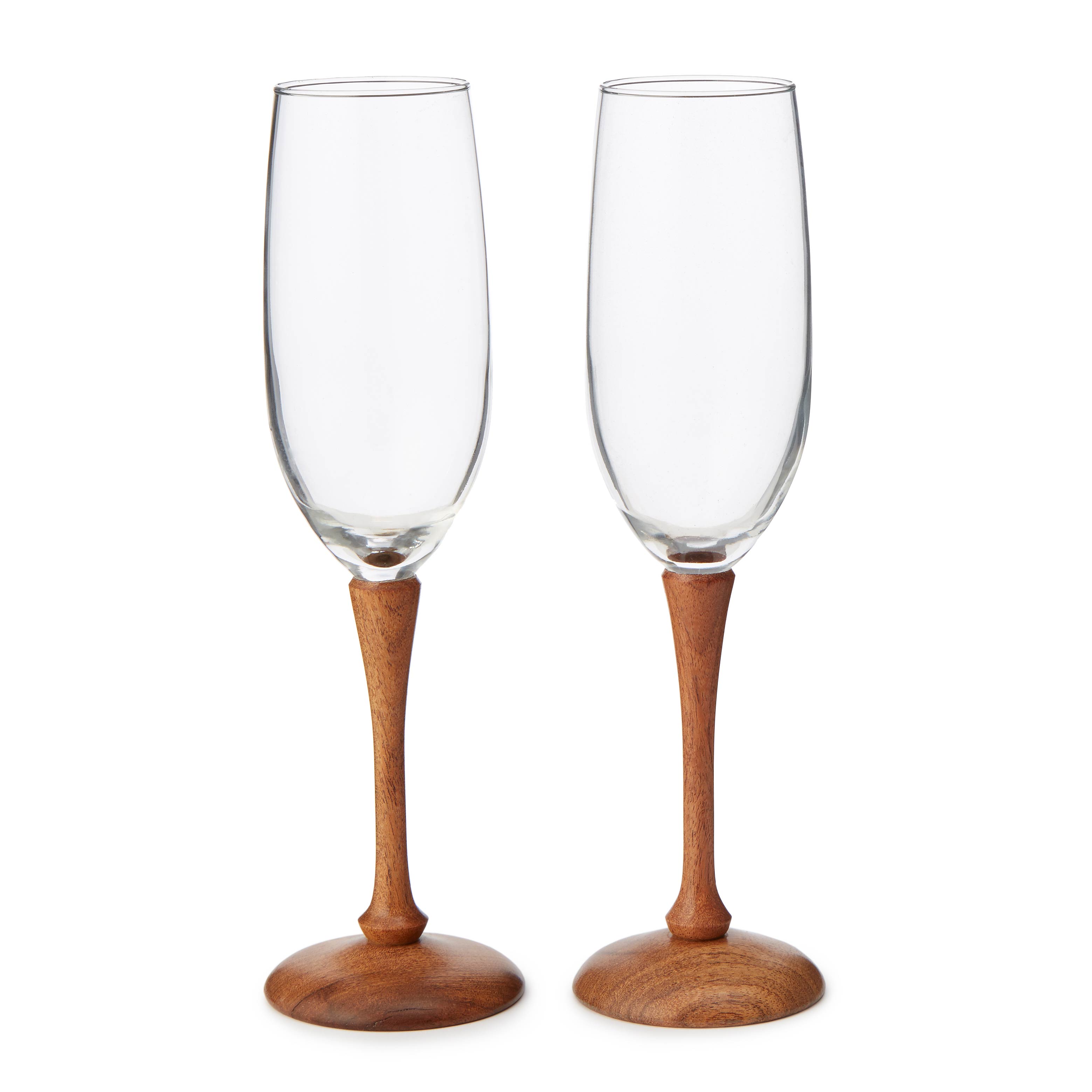 3118x3118 Wood Stem Champagne Flutes