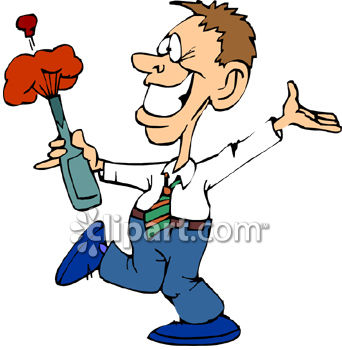 342x350 Man Popping A Cork On A Bottle Of Champagne