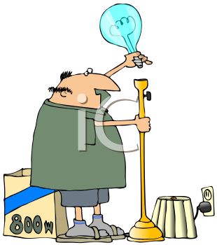 310x350 Cartoon Fat Man Changing A Light Bulb