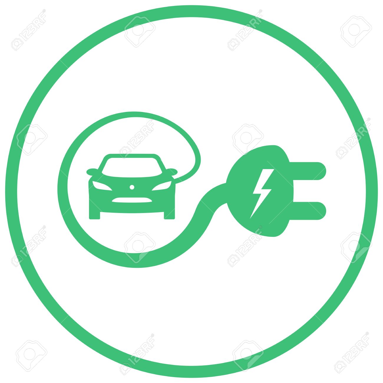 1300x1300 Isolated Electric Vehicle Car Charging Sign With Cable Around