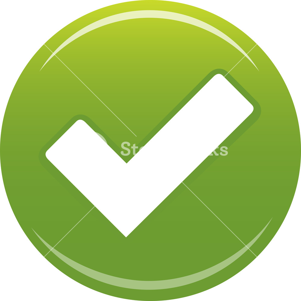 1000x1000 Green Round Check Mark On White Background Royalty Free Stock