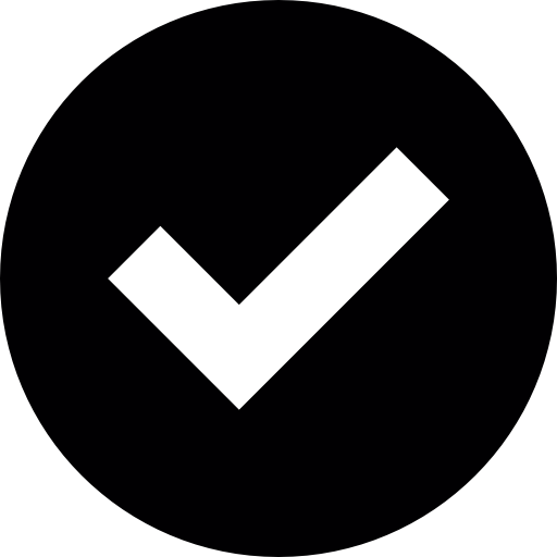 512x512 Check Mark White On Black Circular Background