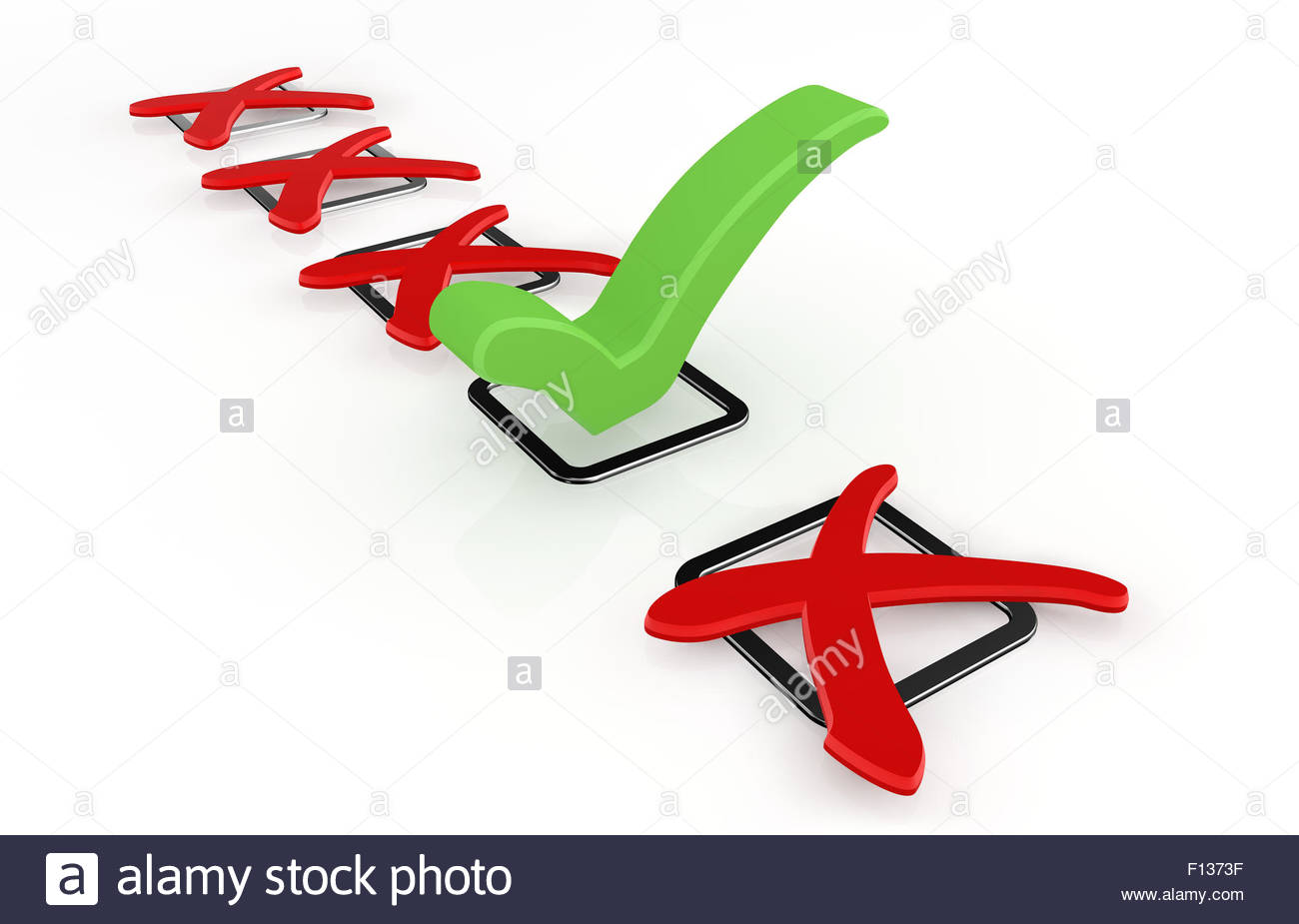 1300x925 Green Check Mark And Red X Mark, Isolated White Background Stock