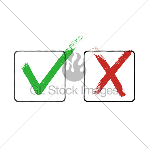 500x500 Grunge Checkmarks In Checkbox. Red And Green. Vector Clipart Gl