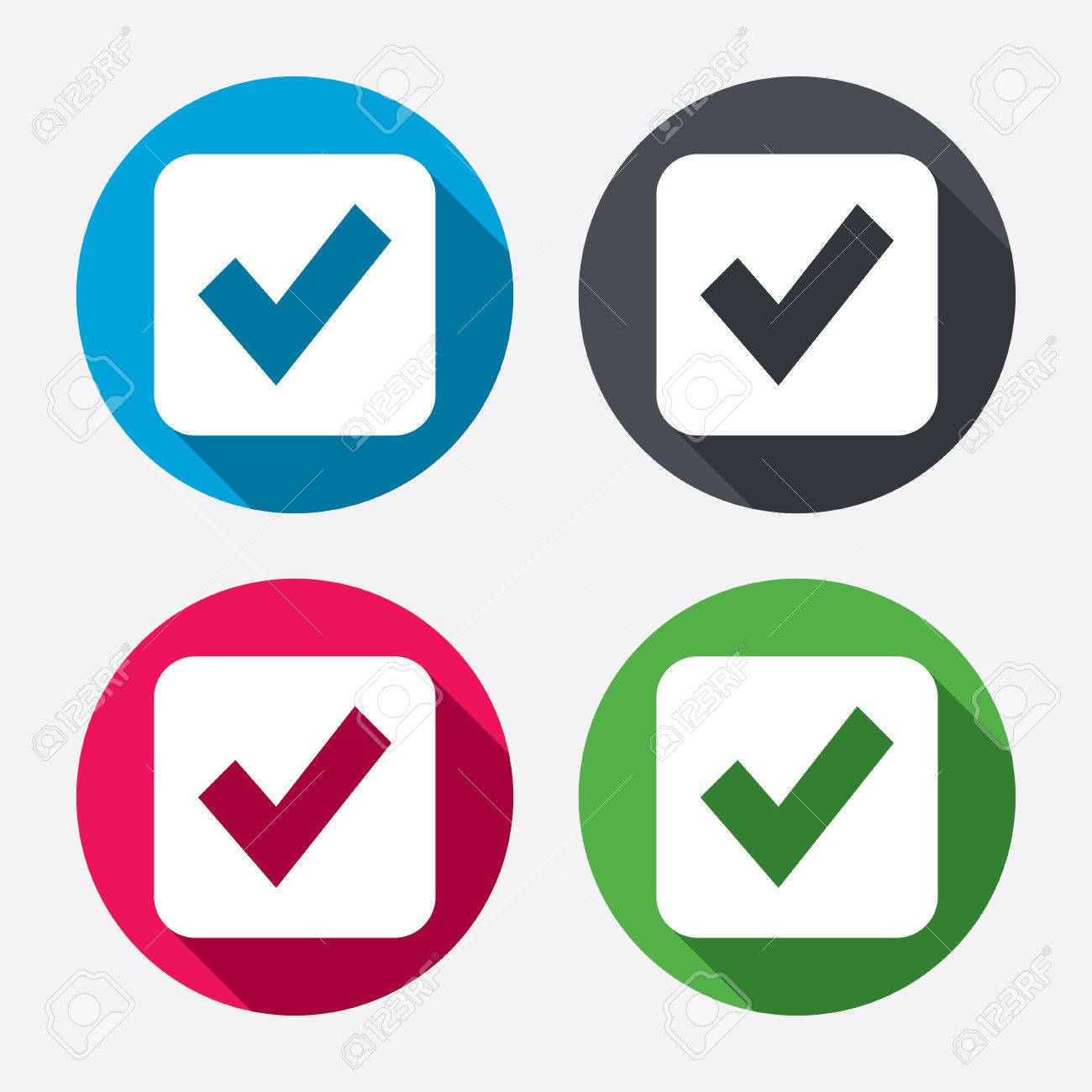 1300x1300 Check Mark Sign Icon. Checkbox Button. Circle Buttons With Long