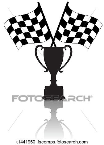 337x470 Clipart Of Crossed Checkered Flags And Victory K1441950
