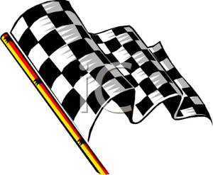 300x247 Waving Checkered Flag Clip Art Image