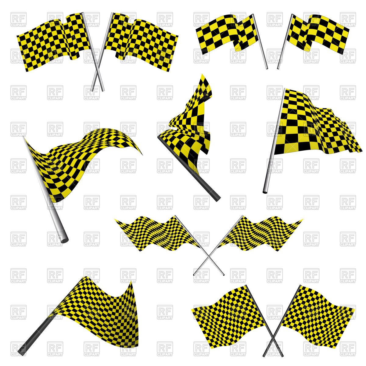 1200x1200 Yellow And Black Checkered Racing Flags
