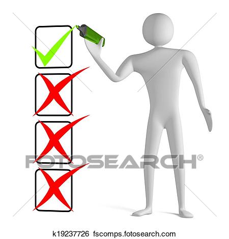 450x470 Stock Illustration Of 3d Man With Marker Drawing Tick In Checklist