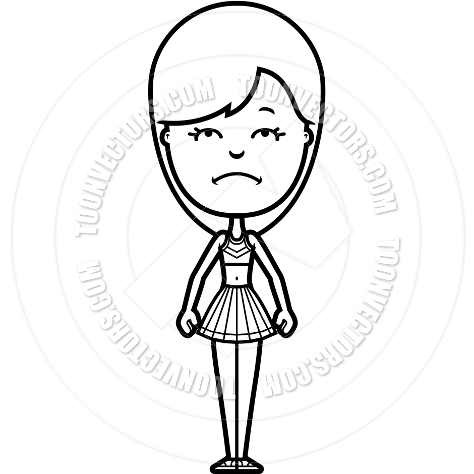 940x940 Cartoon Cheerleader Sad (Black And White Line Art) By Cory Thoman