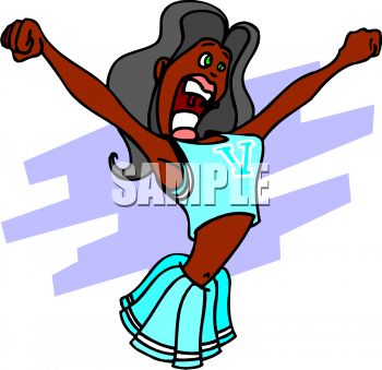 350x339 Cartoon Black Cheerleader Yelling Clipart