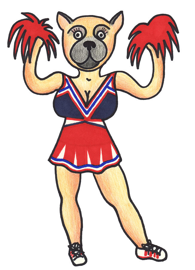 652x900 French Bulldog Cheerleader Drawing By Lady Beaver