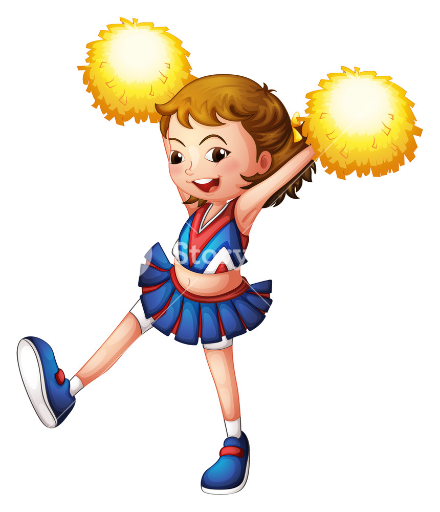860x1000 Illustration Of A Cheerleader With Yellow Pompoms On A White