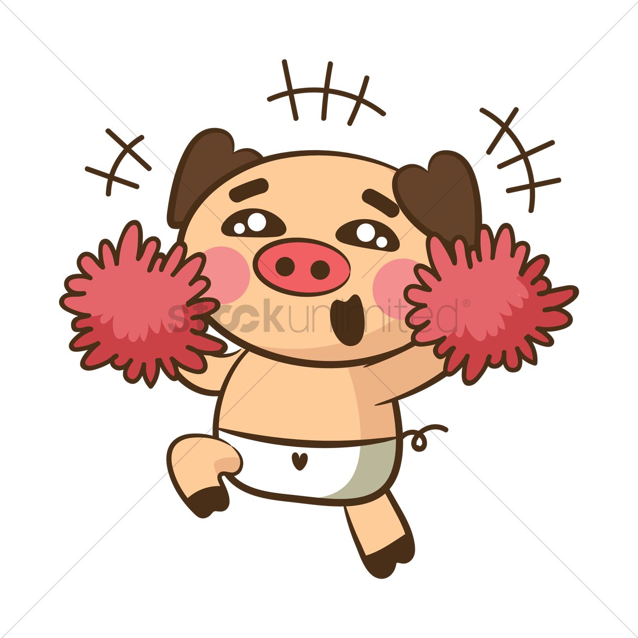1300x1300 Pig Character As Cheerleader Vector Image