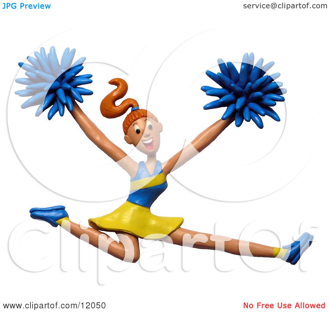 1080x1024 Clay Sculpture Clipart Energetic Leaping Cheerleader