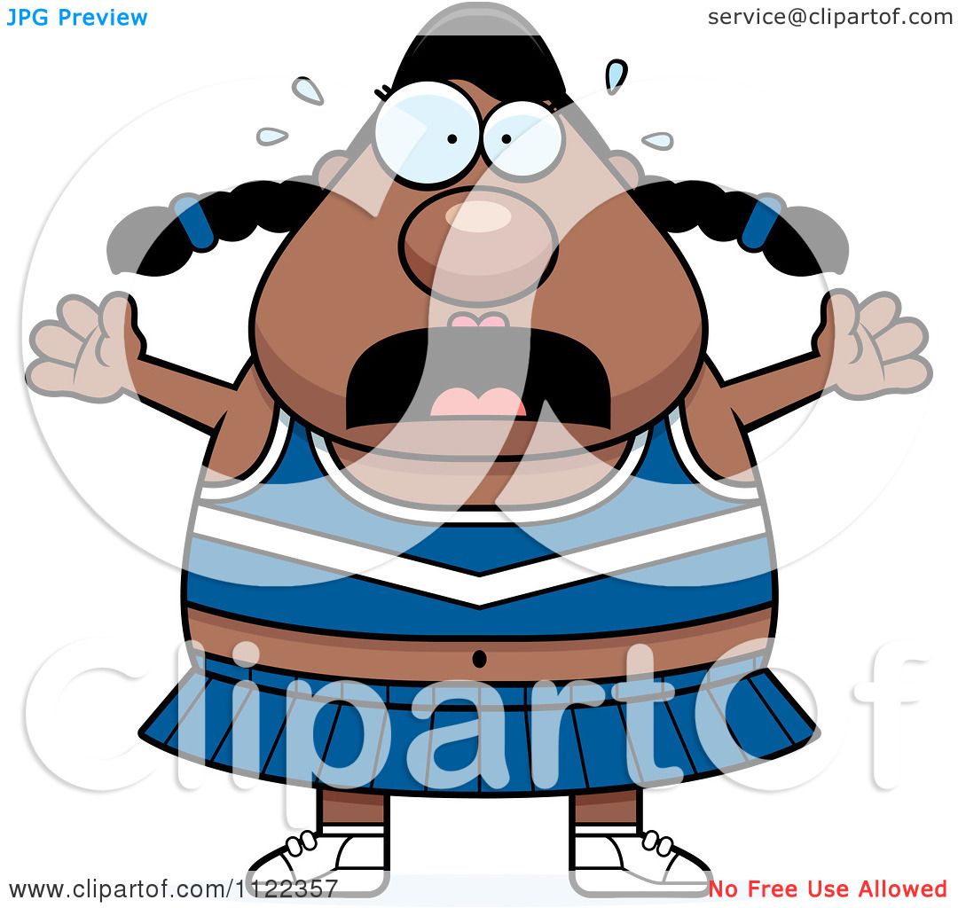 1080x1024 Cartoon Of A Chubby Stressed Black Cheerleader