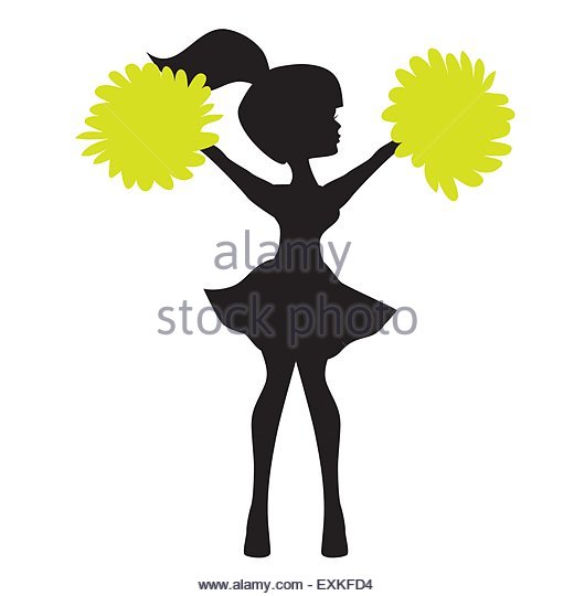 520x540 Cartoon Cheerleader Girl Illustration Isolated Silhouette Vector