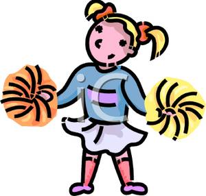 300x286 Cartoon Cheerleader With Pompoms