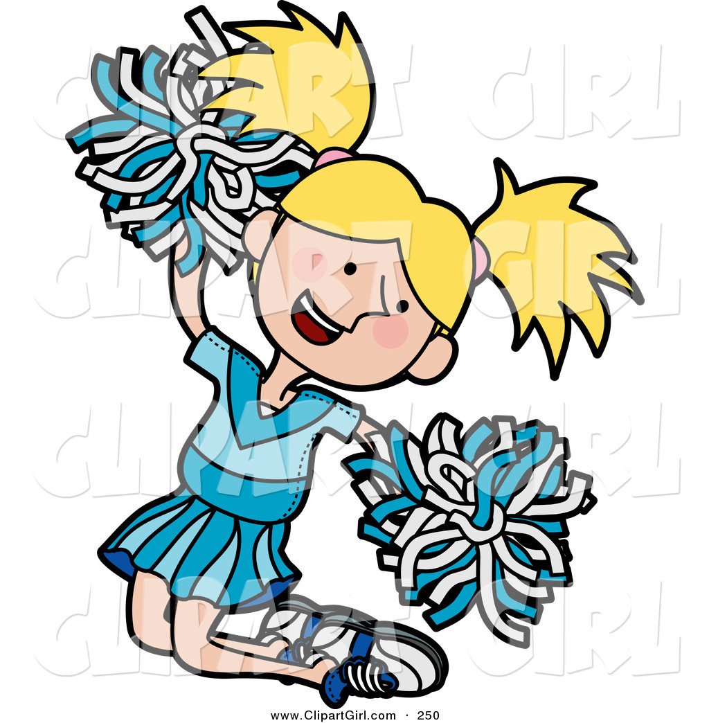 1024x1044 Clip Art Of A Happy And Energetic Blond Cheerleader Girl In A Blue