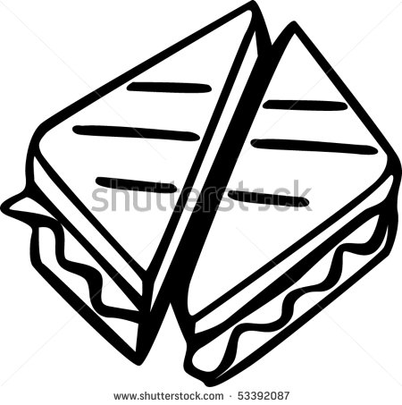 450x453 Grilled Cheese Clipart Black And White